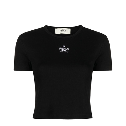 Black Cotton Top with Logo - Image 1