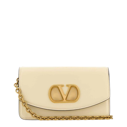 Ivory Leather Vlogo Signature Shoulder Bag - Image 1