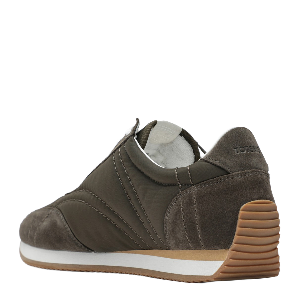 Olive Green Suede And Fabric Sneakers - Image 2