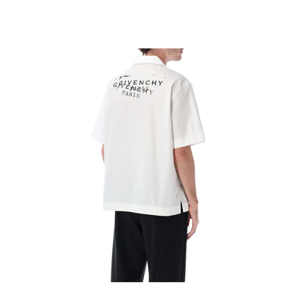 White Poplin Shirt with Logo Print - Image 2