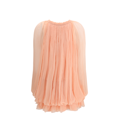 Mini Dress with Cape in Silk Muslin - Image 2
