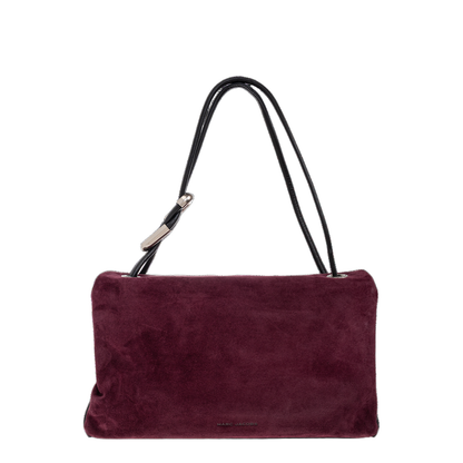 The Suede Large Dual Shoulder Bag Dark Plum - Image 3