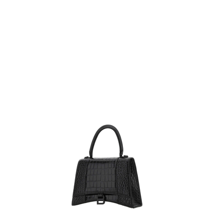 BLACK LEATHER HOURGLASS HANDBAG - Image 2