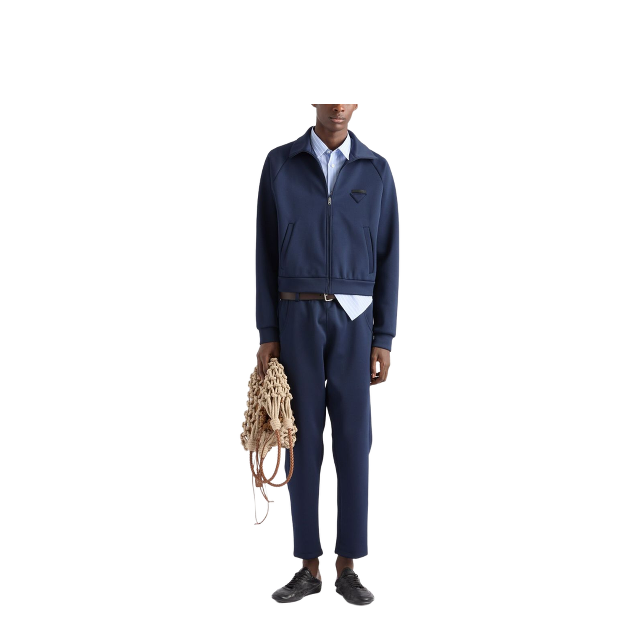Zip Sweatshirt in Technical Fabric Blue - Image 5