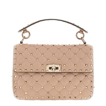 Antique Pink Nappa Leather Medium Rockstud Spike Handbag - Image 1