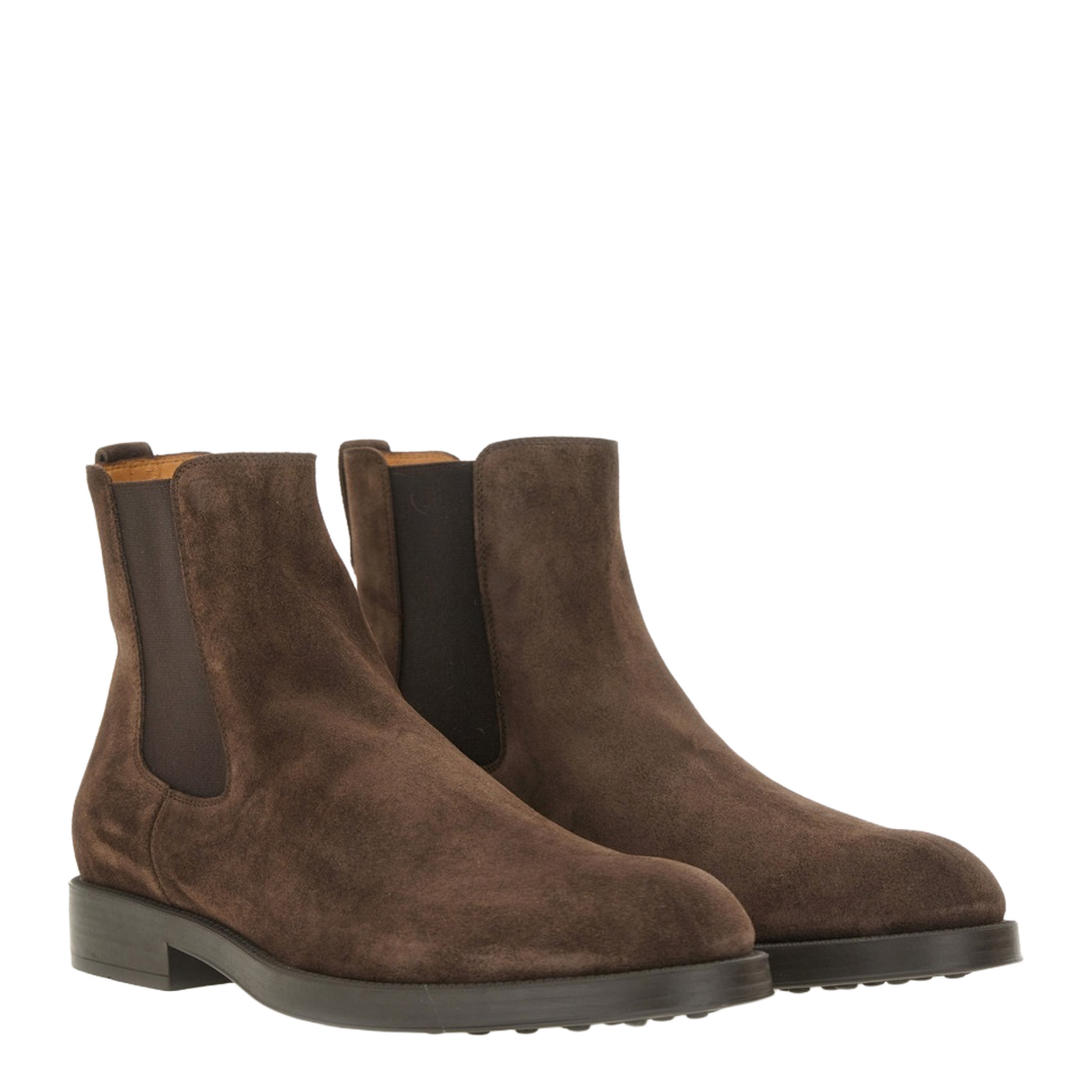 Coffee Brown Elasticated Side Panels Low Stacked Heel Round Toe - Image 2