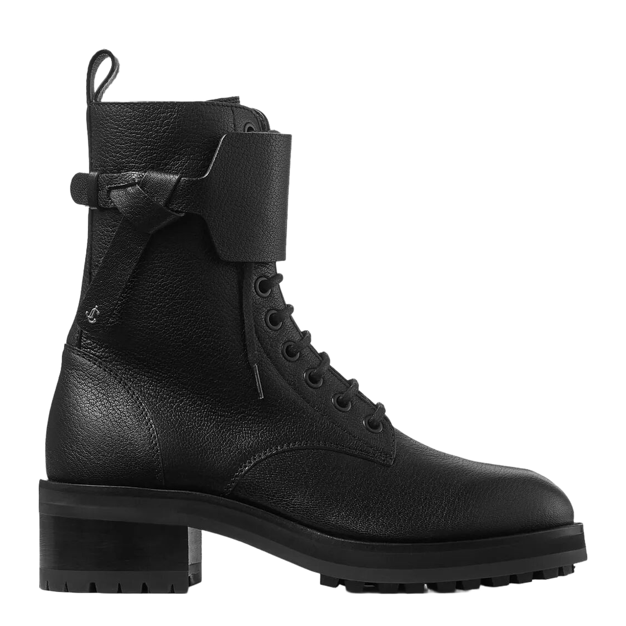 Leather Lace-Up Combat Boots - Image 1