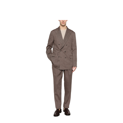 Double-Breasted Leisure Suit - Brown - Image 5