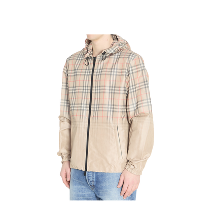 Hooded Jacket With Faded Check - Image 2