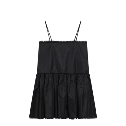 Black Mini Dress In Re-Nylon And Lace - Image 2
