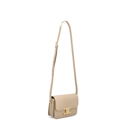 Triomphe Shiny Calfskin Crossbody Bag - Safari - Image 3