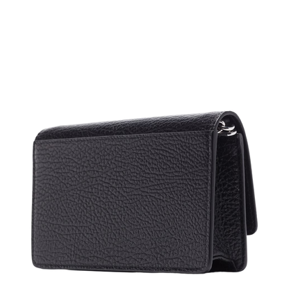 Four Stitches Medium Grainy Calf Leather Chain Wallet - Black - Image 3