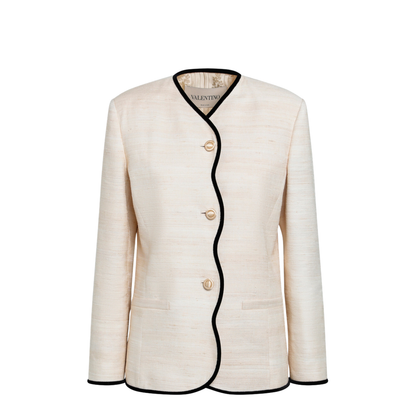 Milk-Honey Coloured Silk and Linen Jacket - Image 1