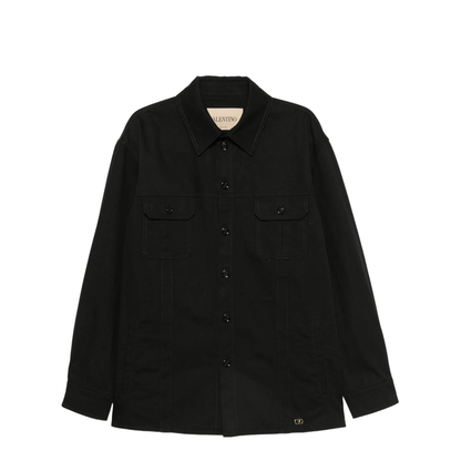 Cotton Gabardine Shirt Jacket with Vlogo - Image 1