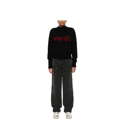 Distressed Black Cotton Jeans with Front Patches - Image 3