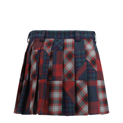 Pleated Patchwork Tartan Mini Skirt - Image 2