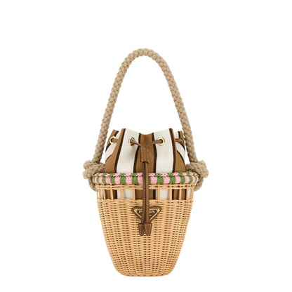 Wicker Mini Bucket Bag - Image 1