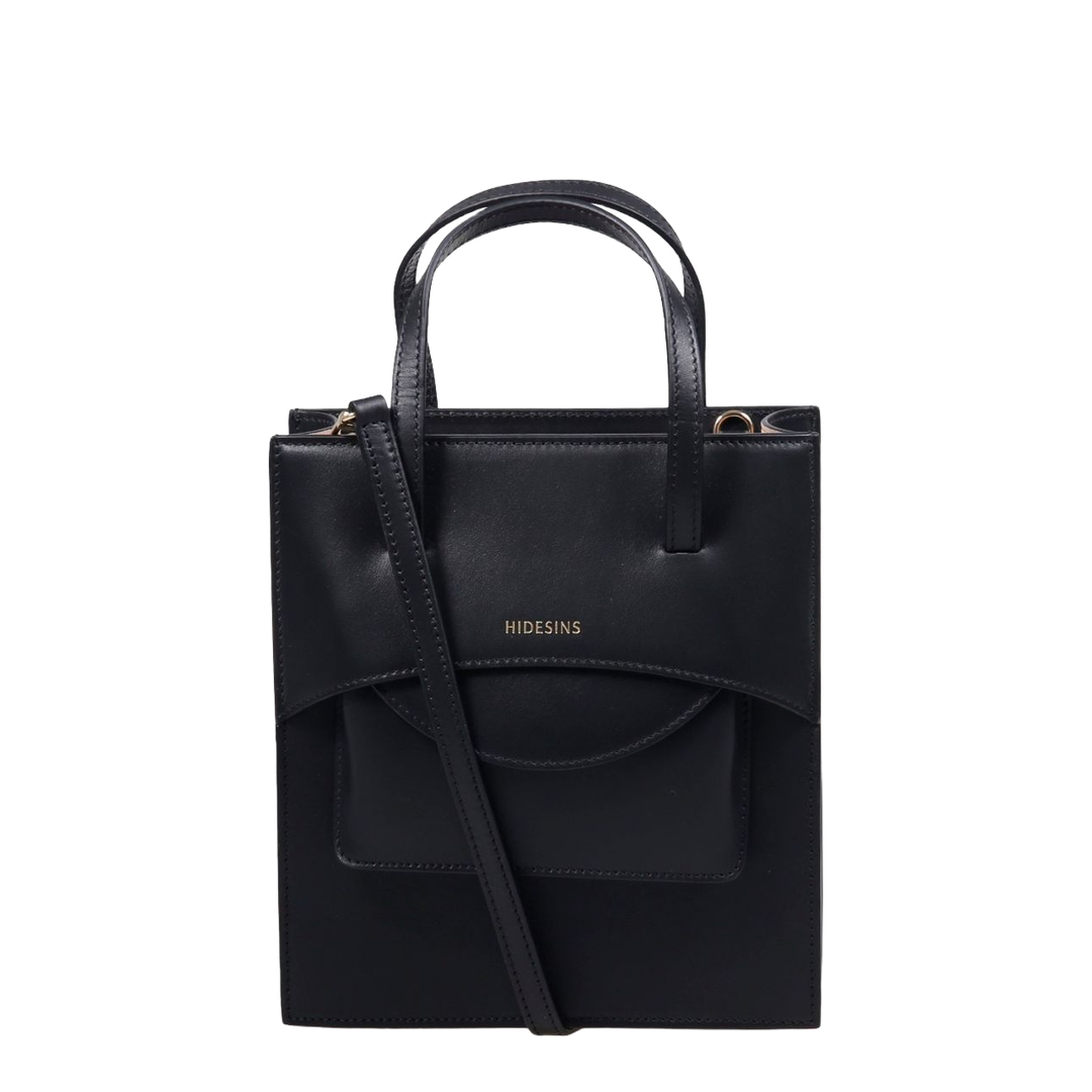 Pocket Medium Calf Leather Handbag - Black - Image 1