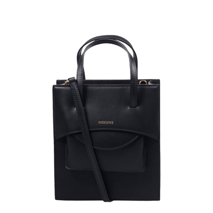 Pocket Medium Calf Leather Handbag - Black - Image 1