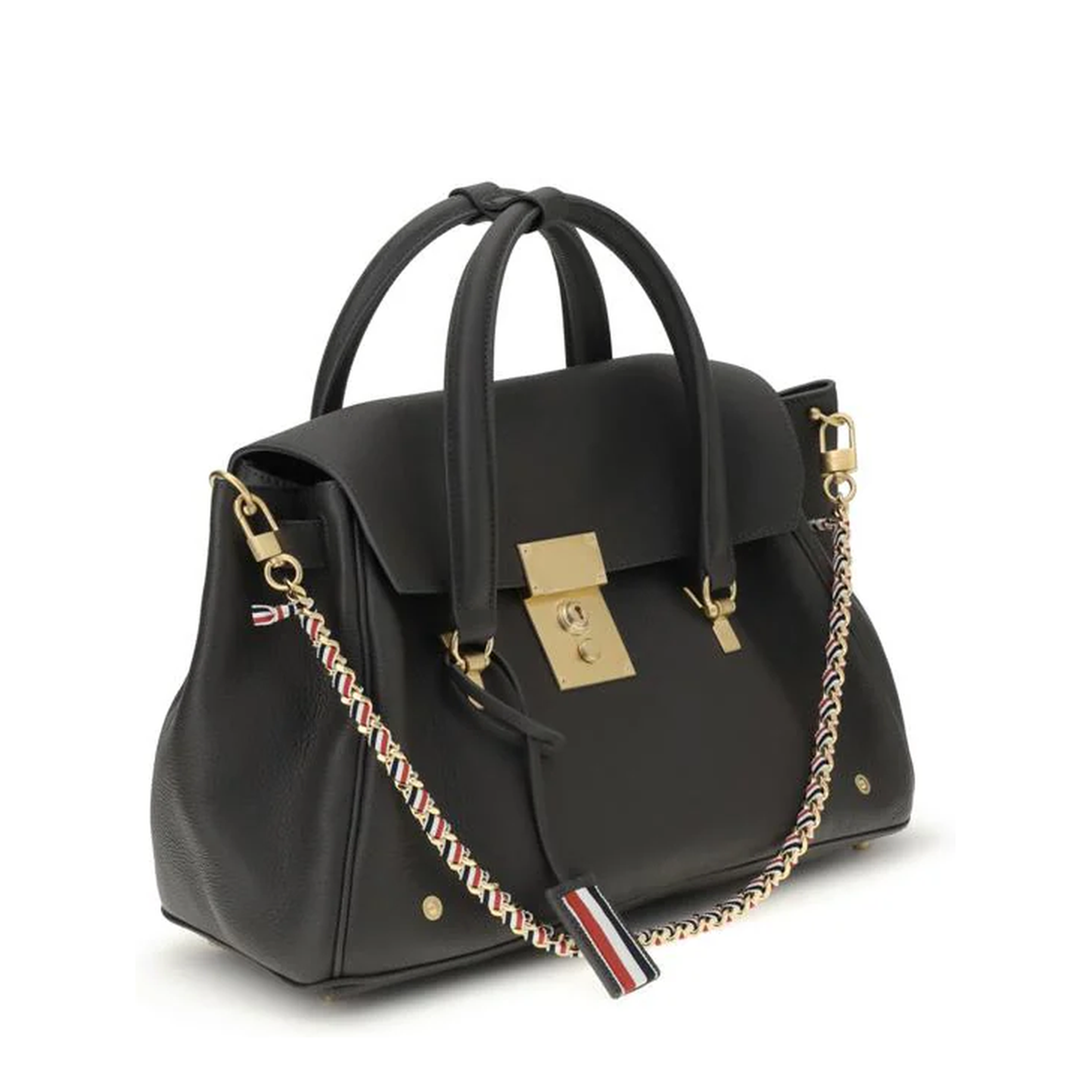 Leather Chain Strap Shoulder Bag Black - Image 2