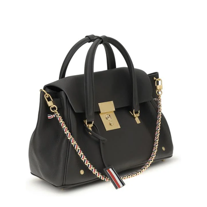 Leather Chain Strap Shoulder Bag Black - Image 2