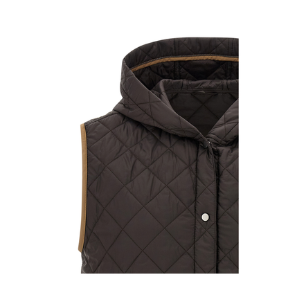 Padded Vest Nylon Brown - Image 3