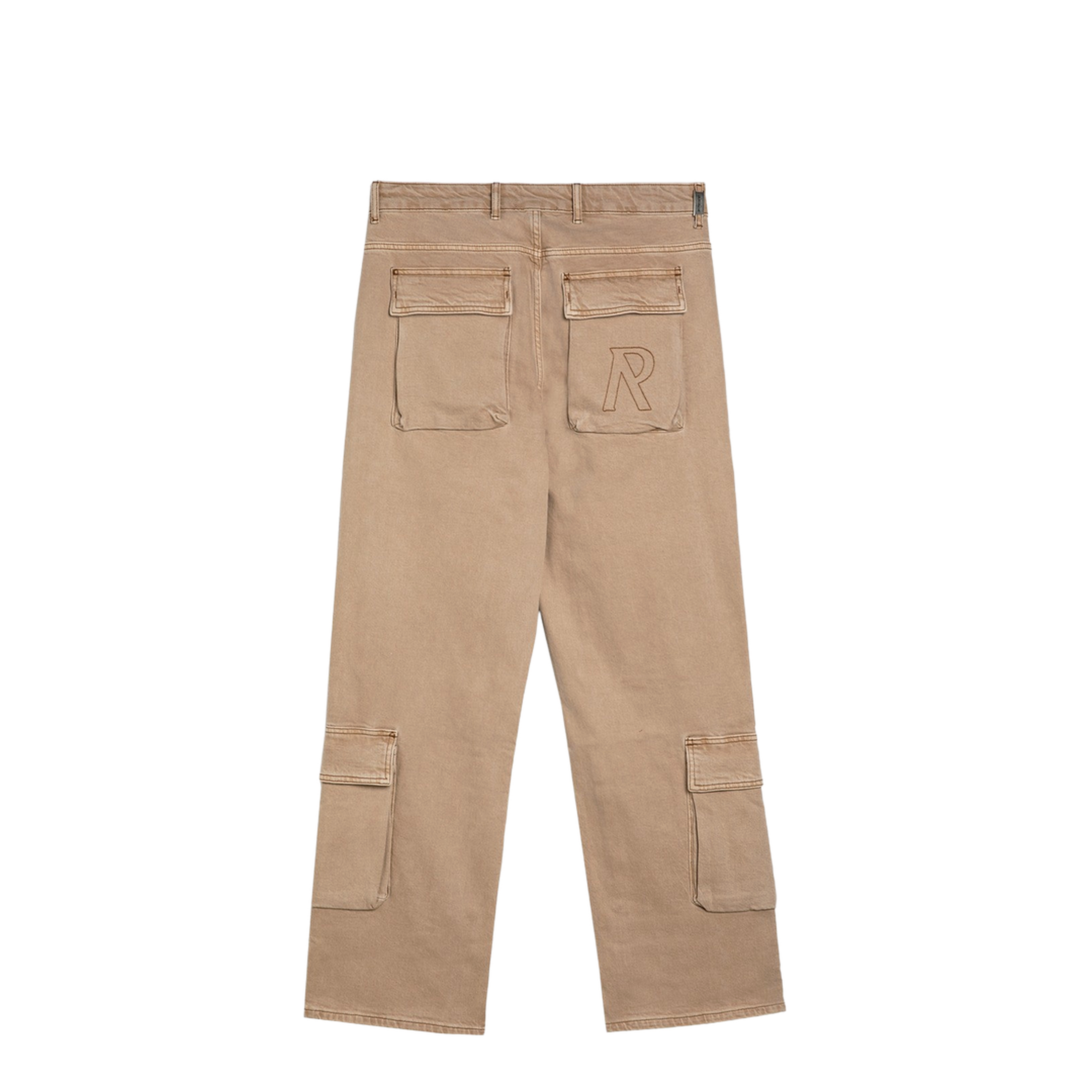 Beige Denim Cargo Trousers - Image 2