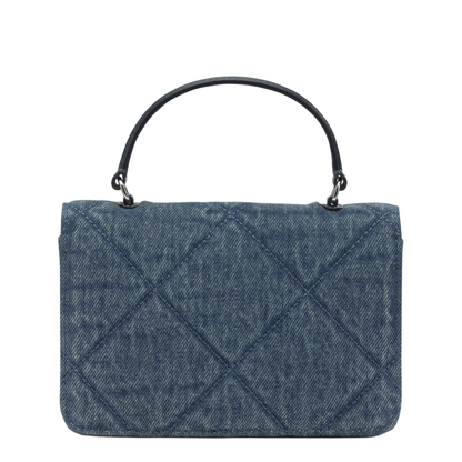 Diamond Quilt Mini Chain Denim Handbag - Blue - Image 4