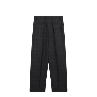 Grey Wool Trousers with Check Pattern - Image 2
