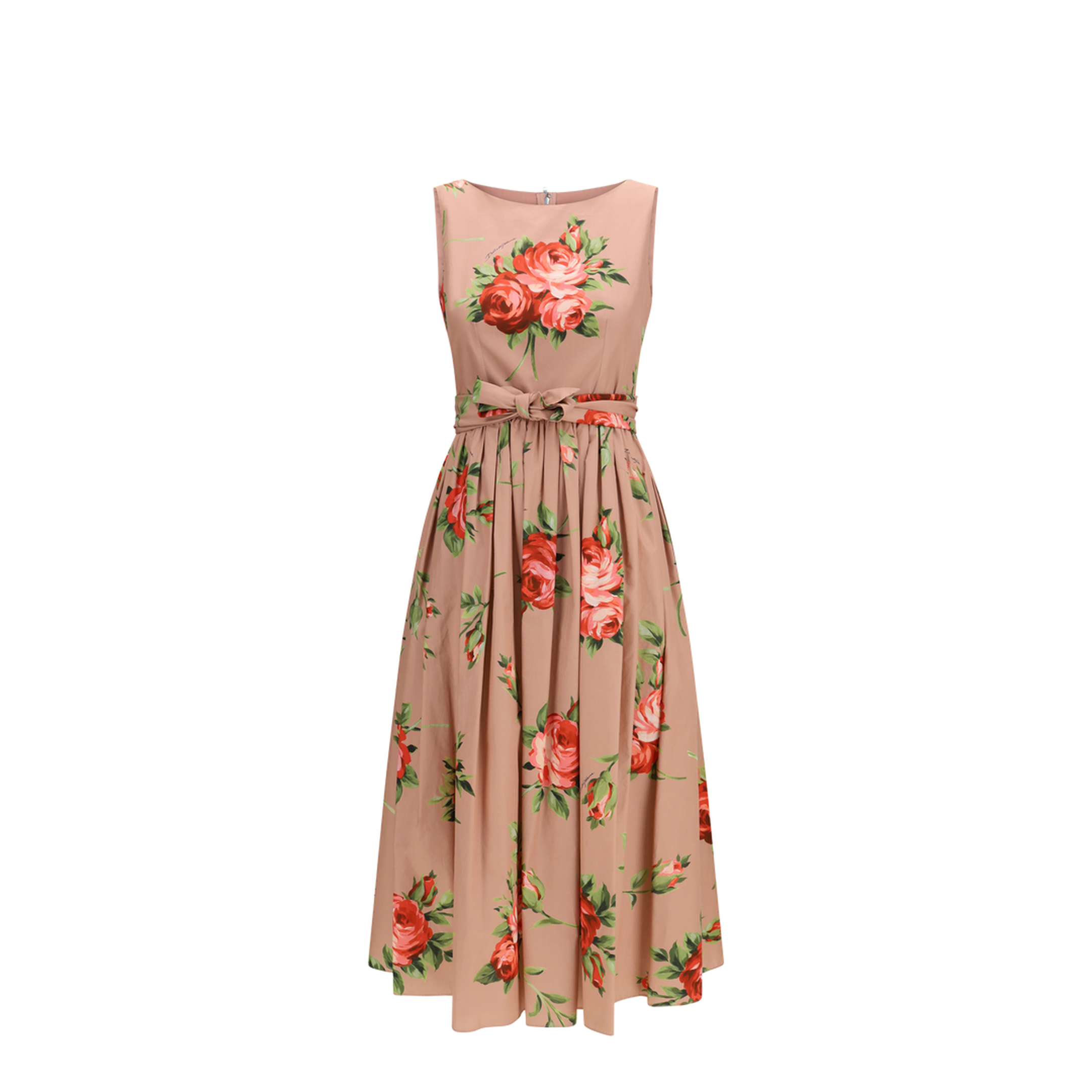 Cotton Dress with Rose Bouquet Print - Image 1