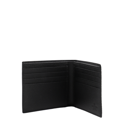 VLogo Signature Grainy Calfskin Bifold Wallet in Black - Image 3