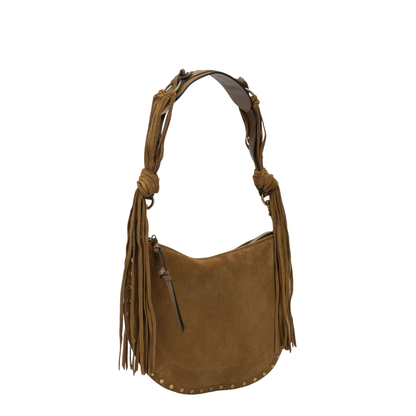 Oskan Soft Zip Medium Braided Suede Calfskin Leather Shoulder Bag - Cognac - Image 2