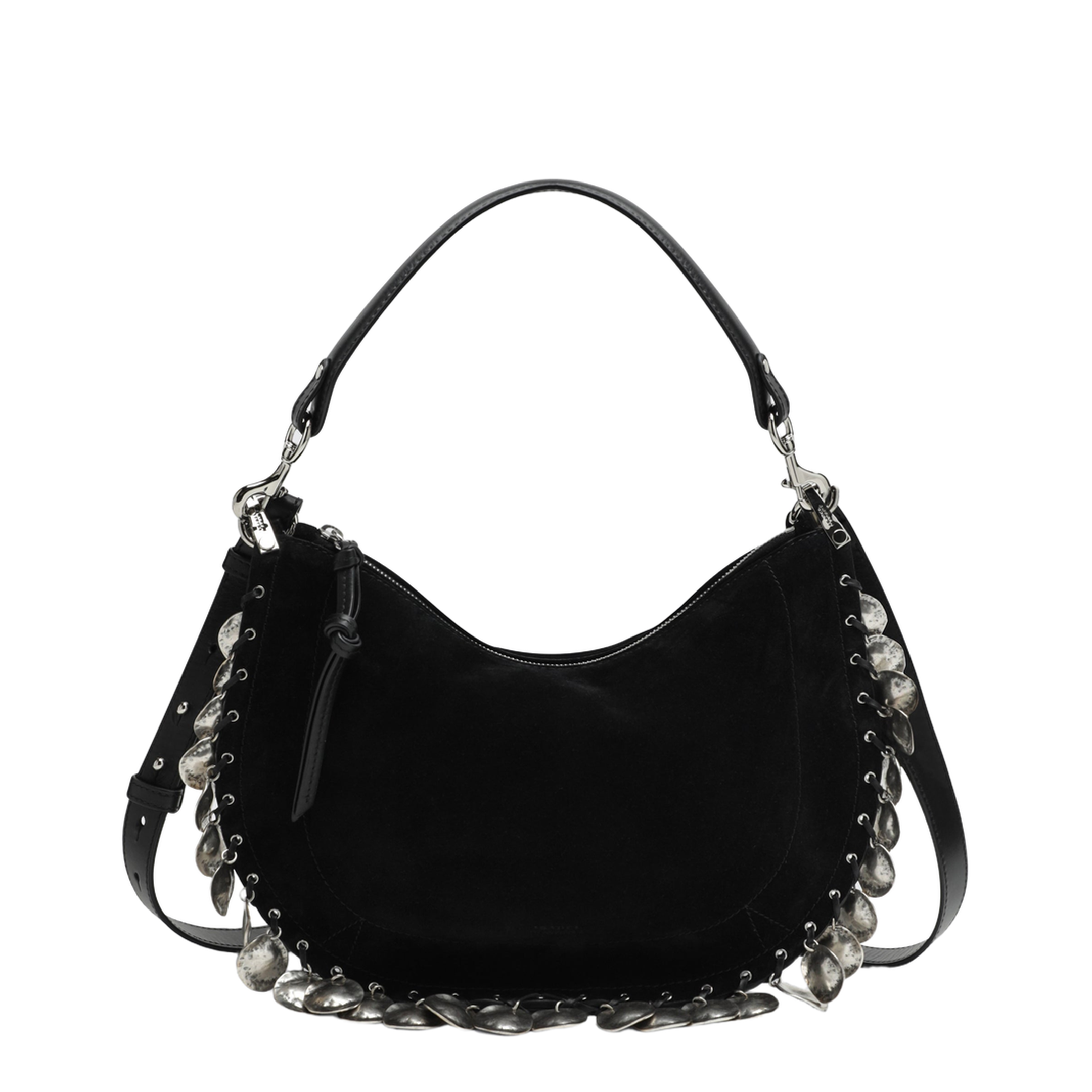 Oskan Soft Zipped Bag in Black Suede with Medals - Image 1