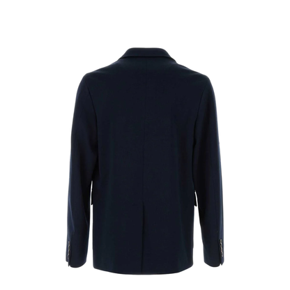 Single-breast Cotton Jersey Jacket in Dark Blue - Image 2