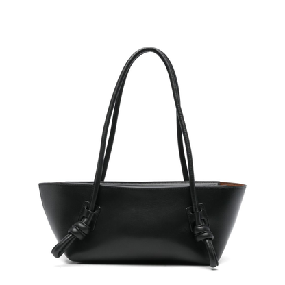 Fleca Cow Leather Shoulder Bag - Black - Image 1