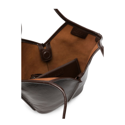 Calella Small Calf Leather Tote Bag - Dark Brown - Image 2