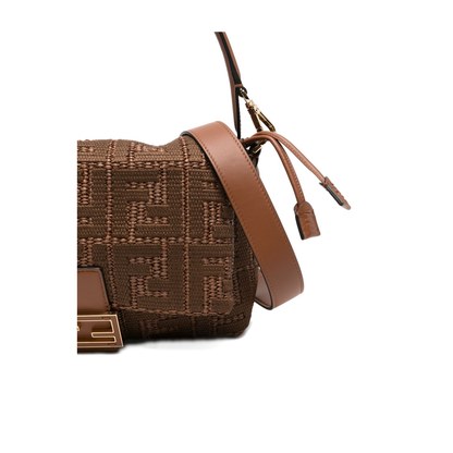 Mamma Baguette Medium Raffia-Effect Shoulder Bag - Sellier Brown - Image 4