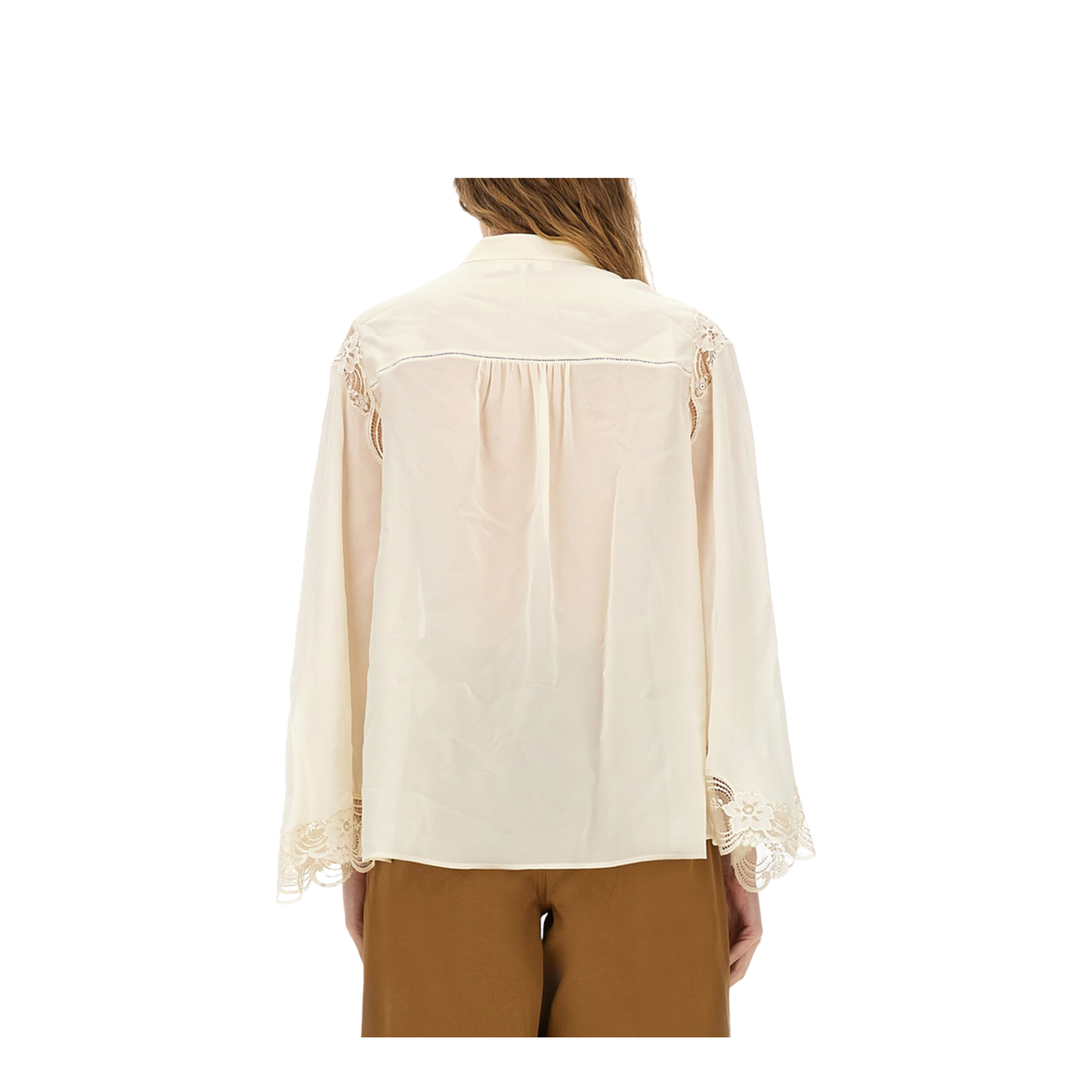 Fluid Silk Georgette and Lace Blouse - Image 3