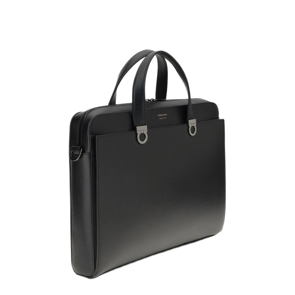 Gancini Calfskin Briefcase - Black - Image 2