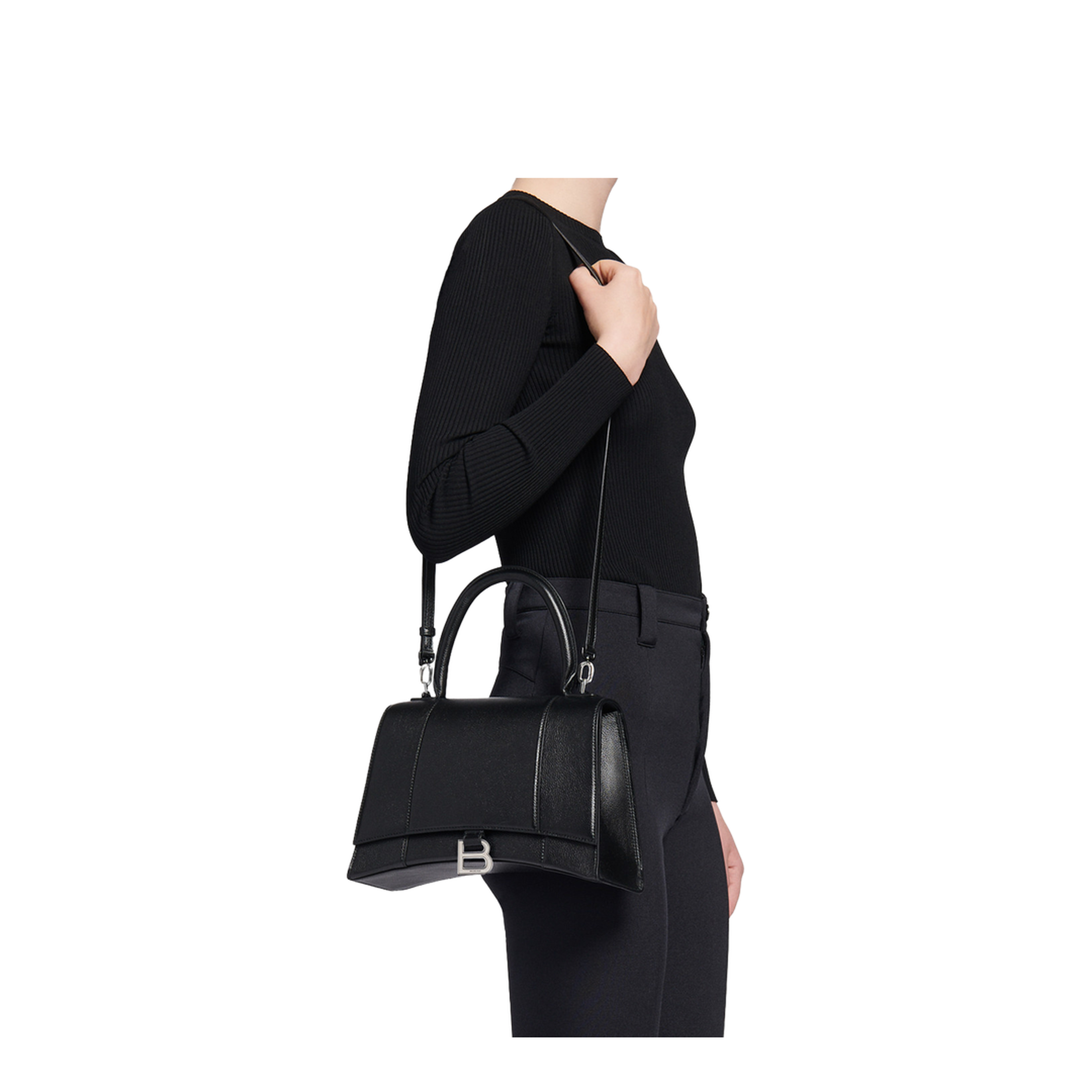 Hourglass Top Handle Bag in Black - Image 2
