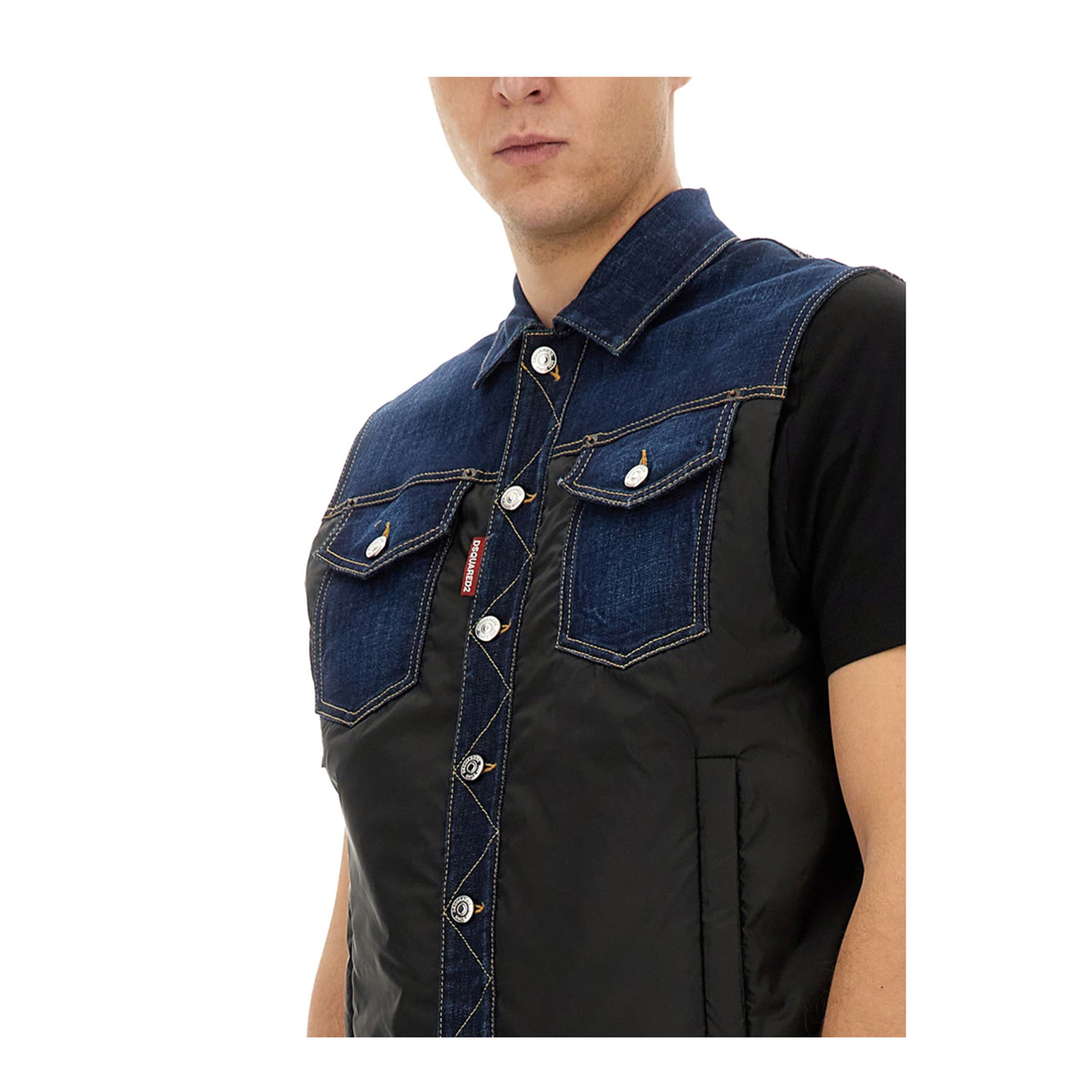 Denim Puffer Vest - Image 4