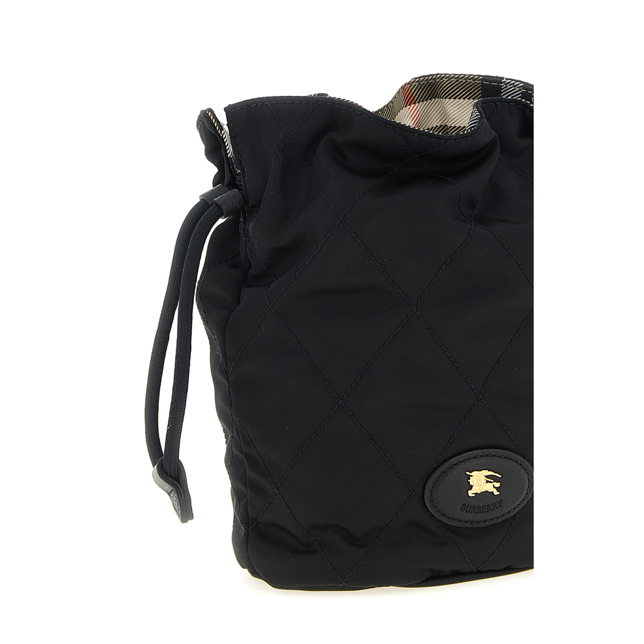 Horseshoe Quilted Nylon Crossbody Bag - Black - Image 3