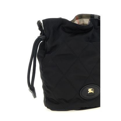 Horseshoe Quilted Nylon Crossbody Bag - Black - Image 3
