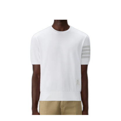 GARMENT DYED SHORT SLEEVE RIB CUFF TEE IN MED WEIGHT JERSEY W/ OVERDYED 4 BAR - Image 2