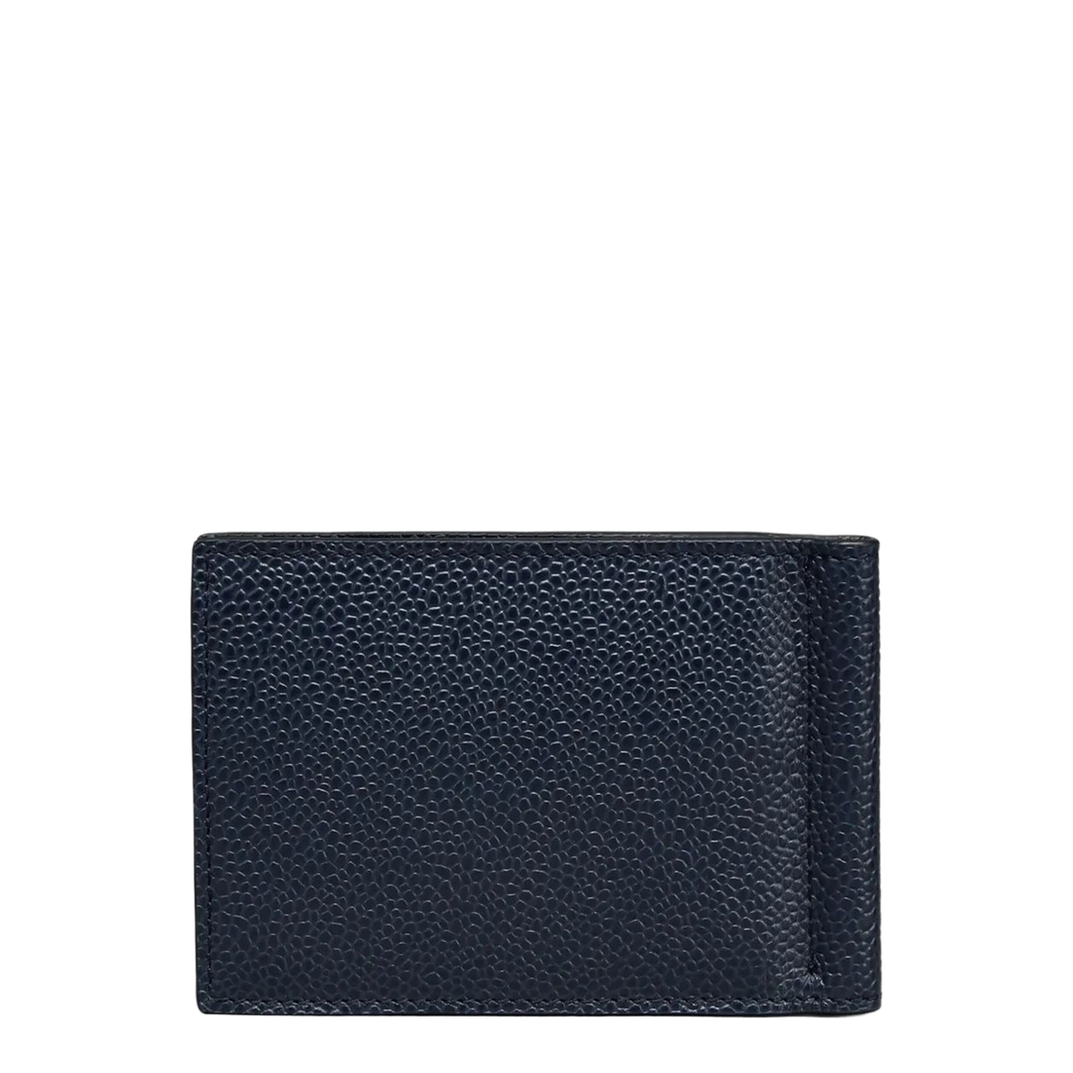Money Clip Wallet with Side 4 Bar Stripes in Pebble Grain Leather - Image 2