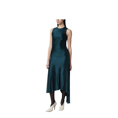 Twist Dress in Dark Aqua Green - Image 1