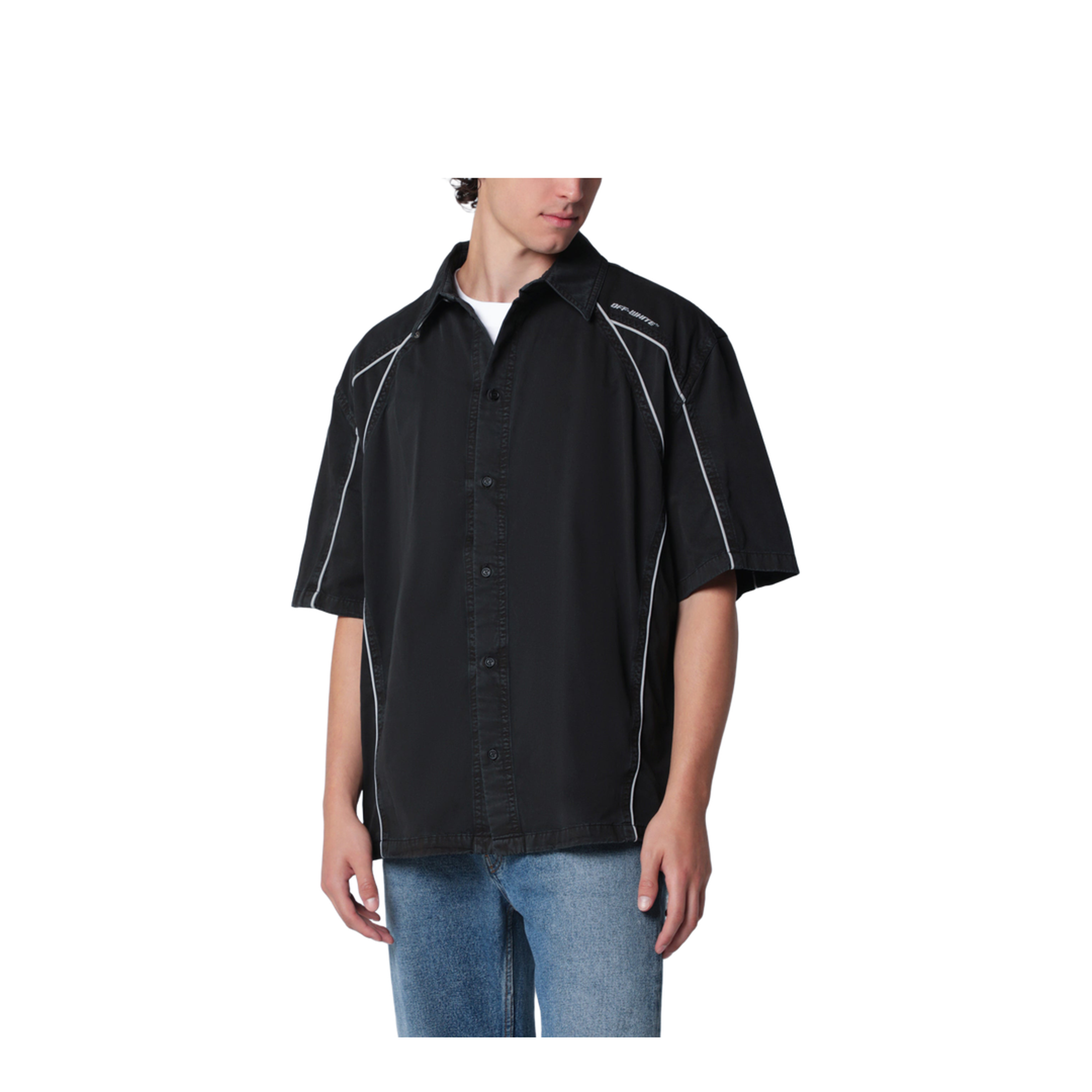 Off-White black OWR Garment-Dyed Gabardine Sporty bowling shirt - Image 1