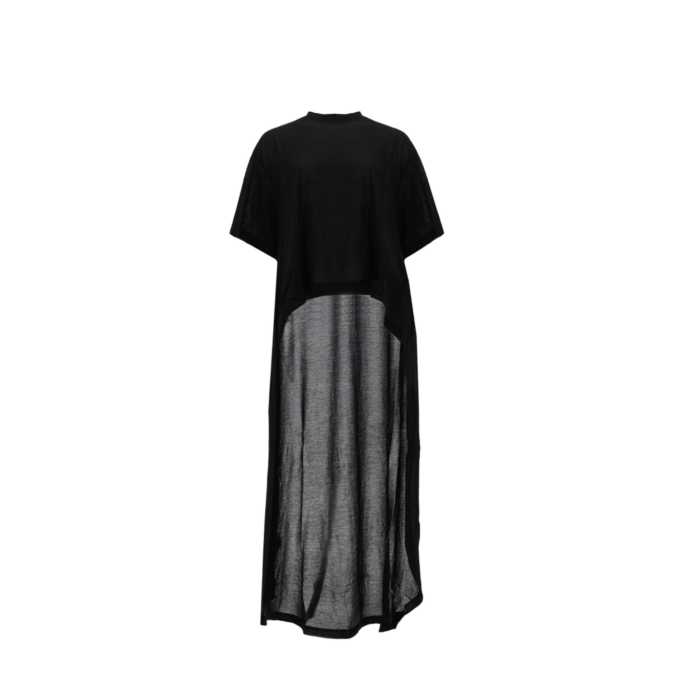 Black Maxi Train T-Shirt in Cotton Jersey - Image 1