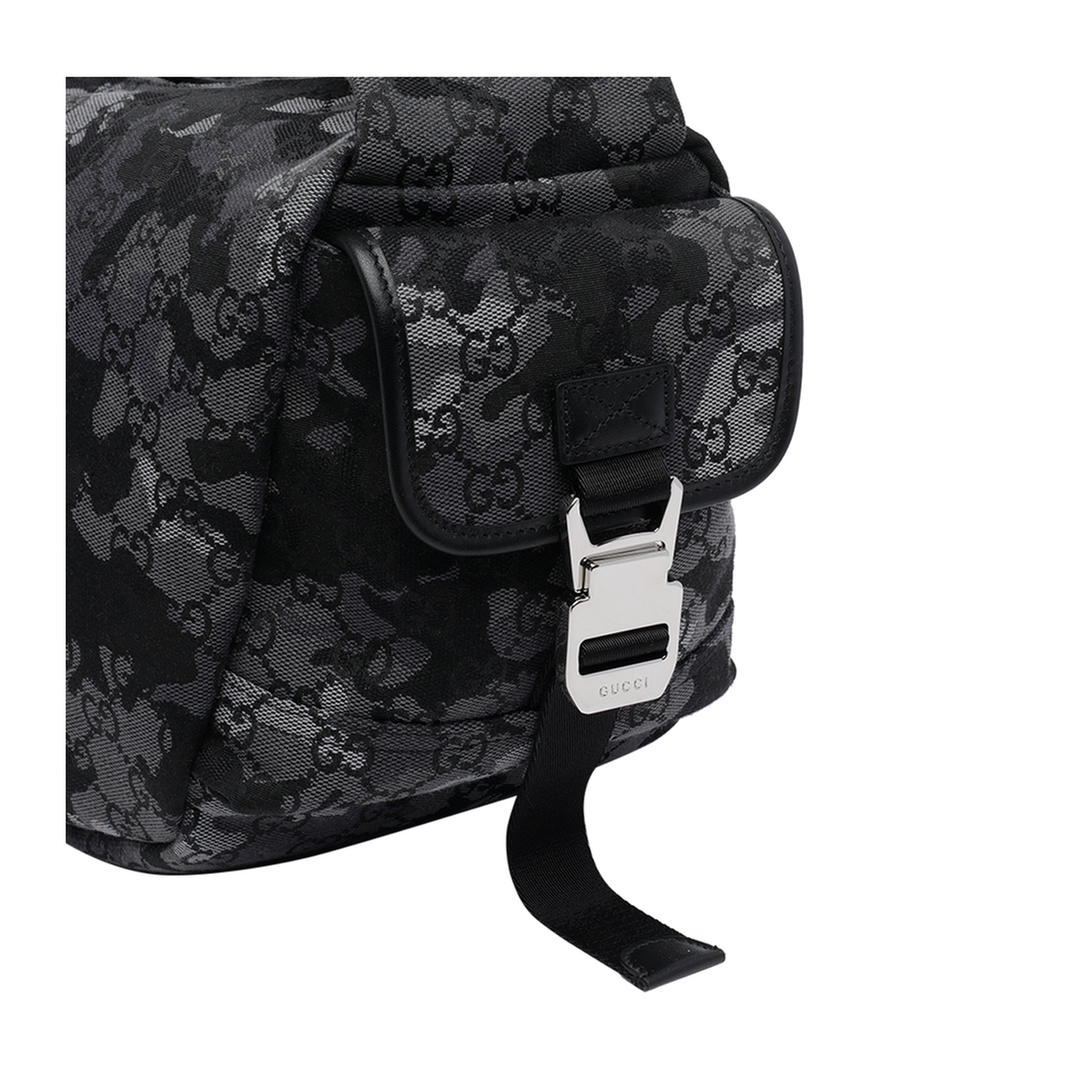 GG Canvas Large Canvas Crossbody Bag - Black and Grey Camouflage - Image 3