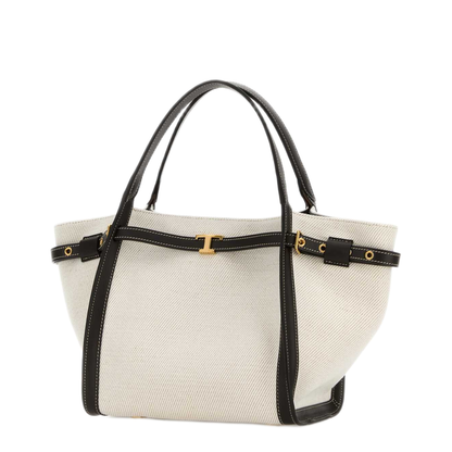 Shopping Bag Small Leather Tote - Beige - Image 2